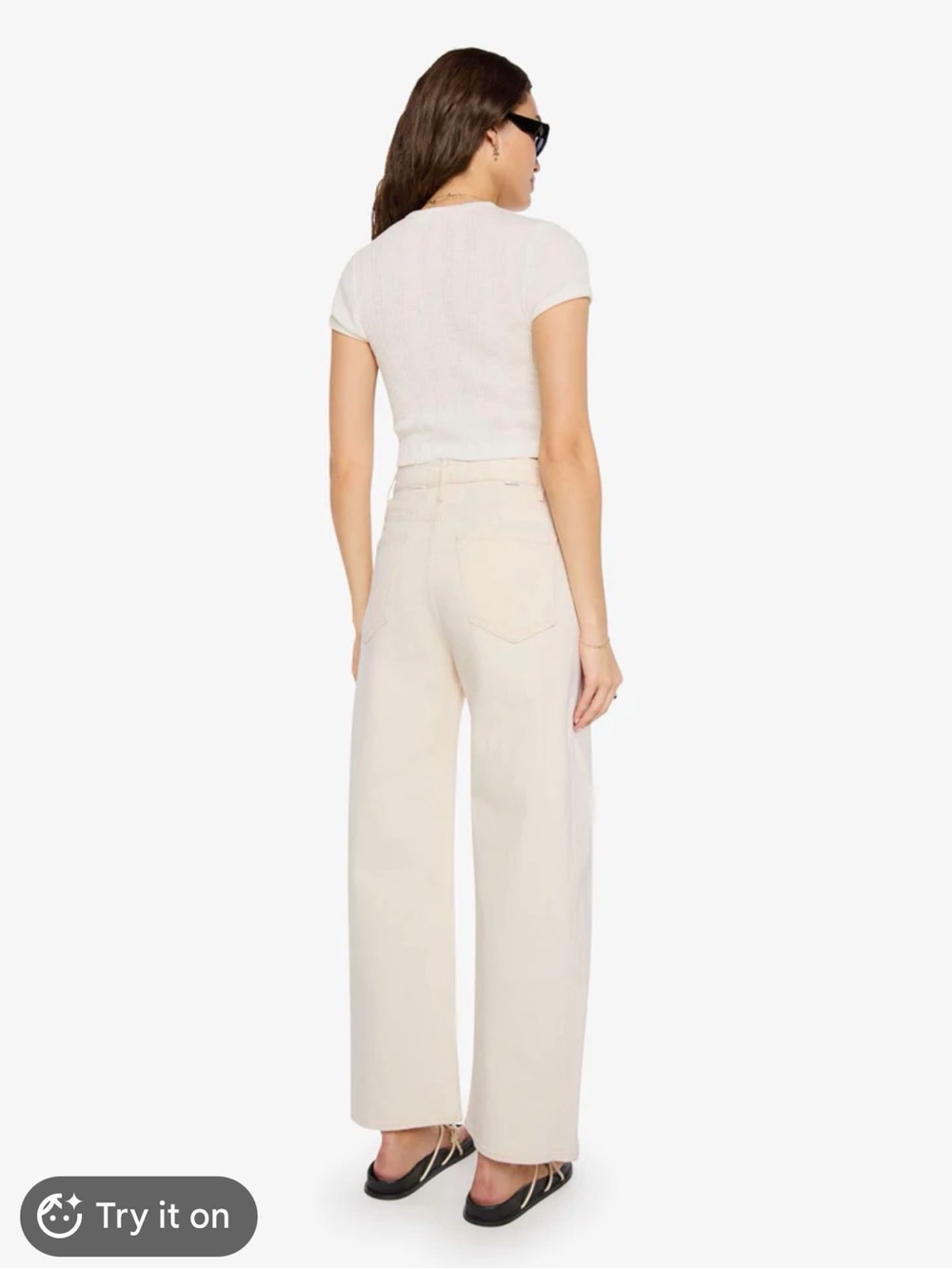 MOTHER Wide-Leg High-Rise Jeans in Cream - Picture 11 of 11